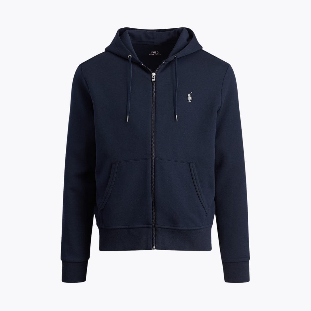 Ralph Lauren Doppelstrick-Kapuzenpullover mit durchgehendem Reißverschluss